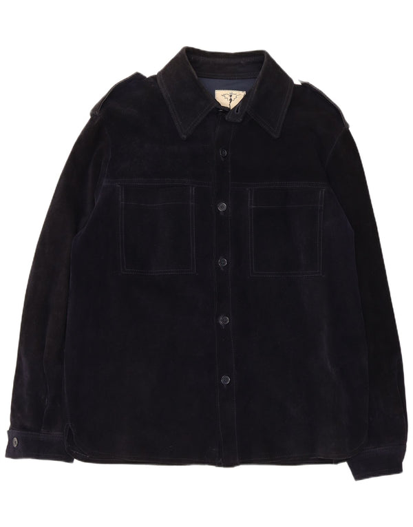 Vintage męska wojskowa zamszowa kurtka IT 52 XL granatowa skóra