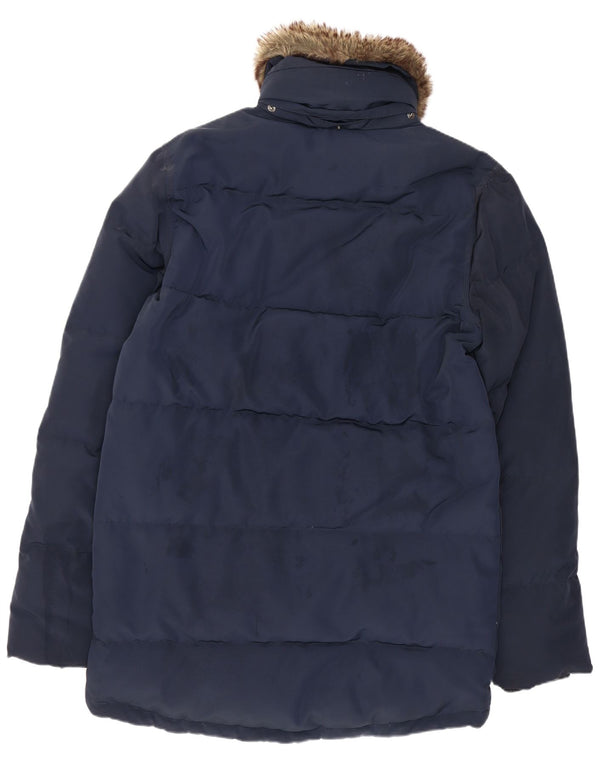 Męski ocieplany płaszcz Tommy Hilfiger UK 36, mały, granatowy, poliester