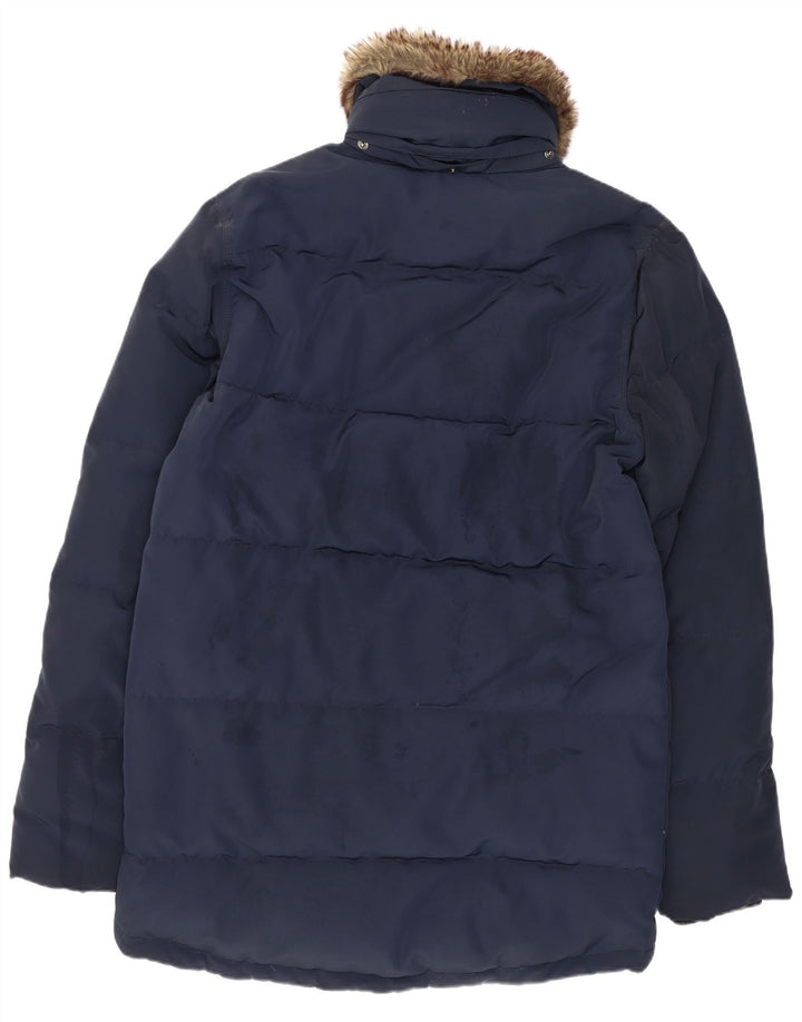 Męski ocieplany płaszcz Tommy Hilfiger UK 36, mały, granatowy, poliester