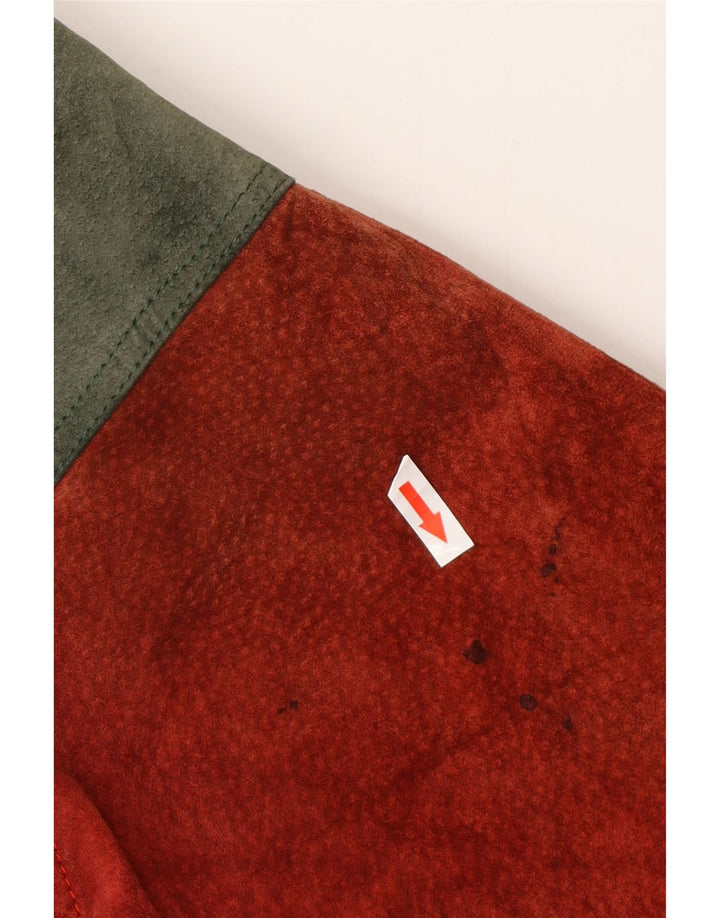 Męska zamszowa kurtka bomber o luźnym kroju VINTAGE UK 38 w kolorze średniej czerwieni