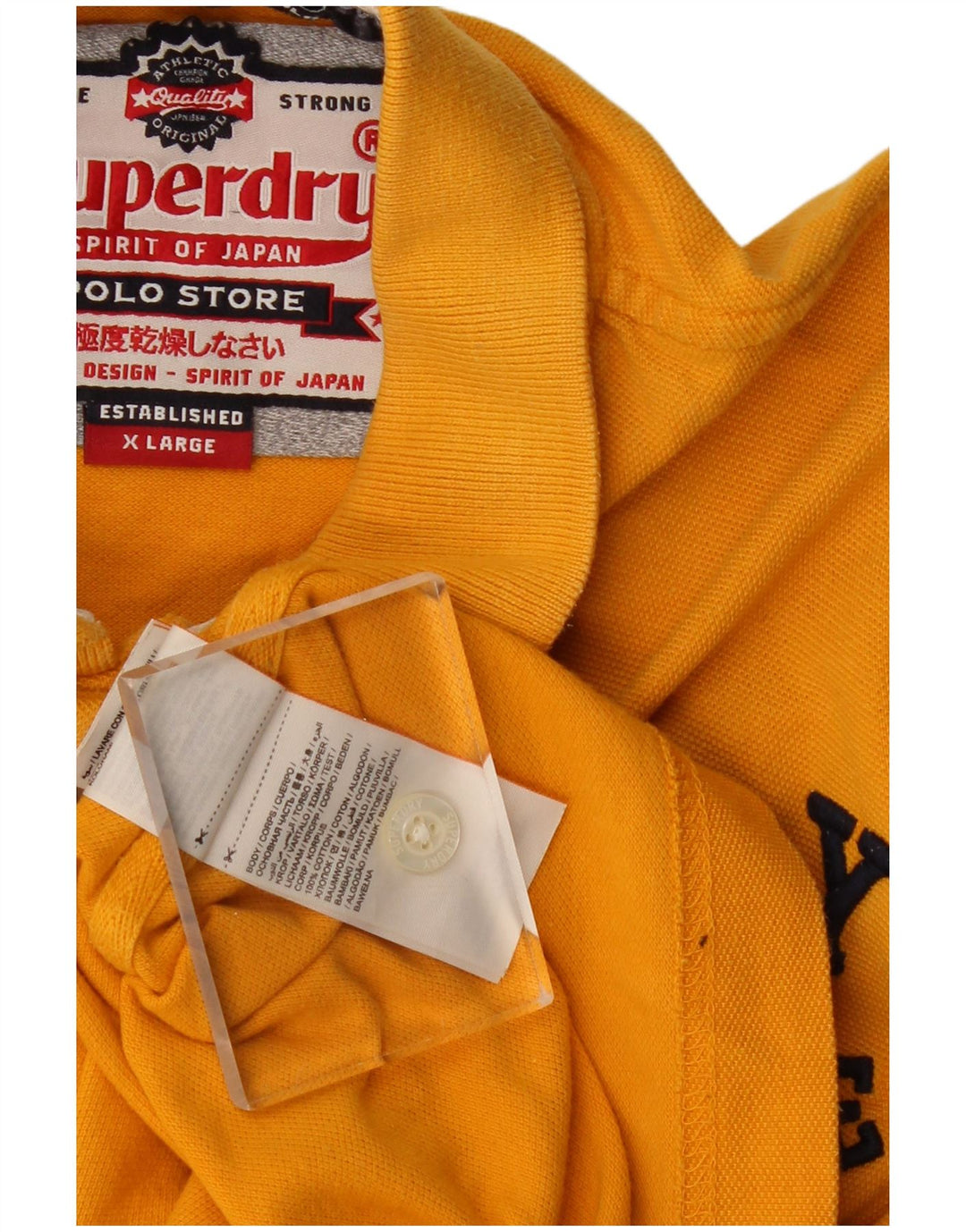 Męska koszulka polo SUPERDRY z grafiką XL, żółta, bawełniana