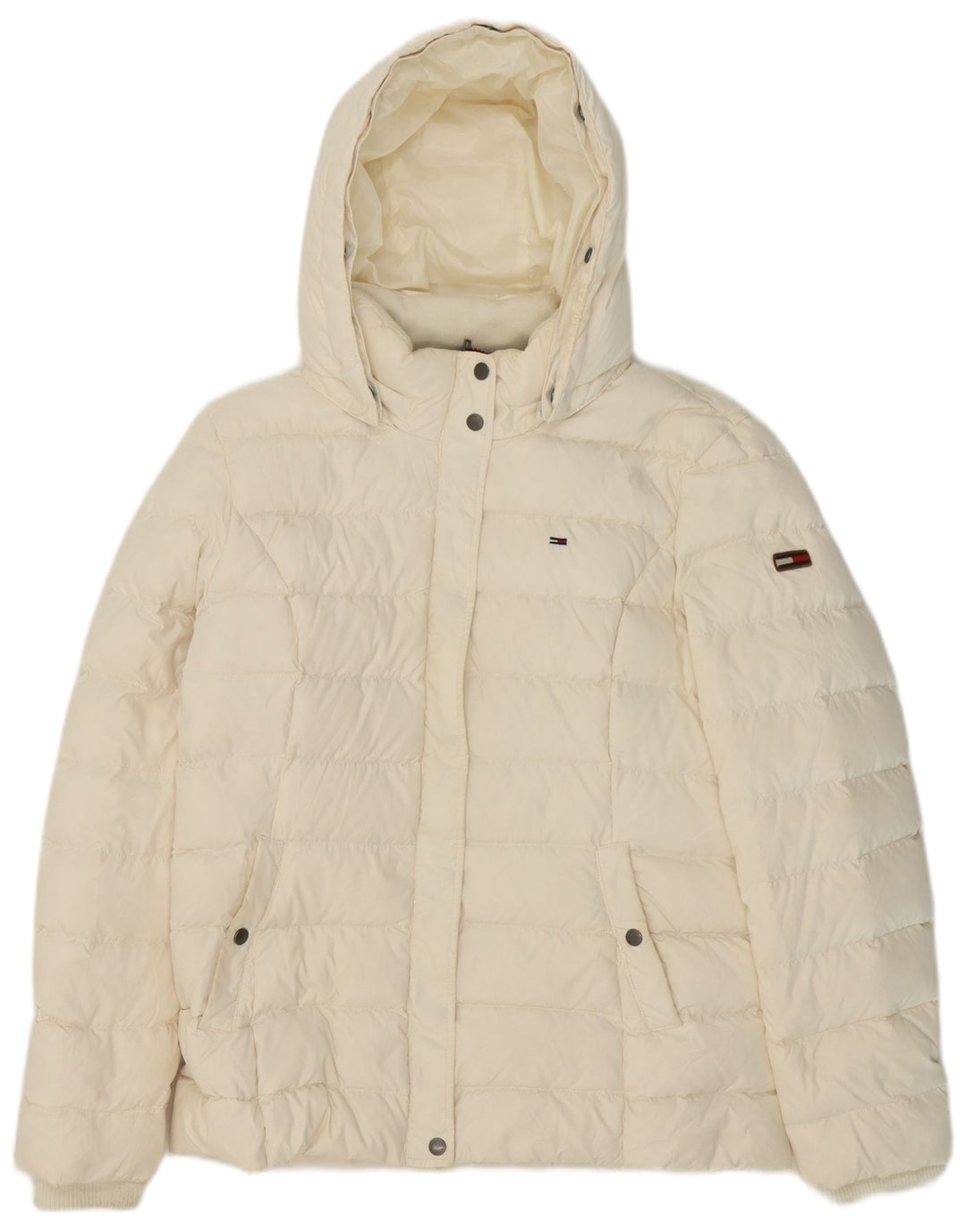 Damska ocieplana kurtka z kapturem Tommy Hilfiger UK 18 XL, biały poliester