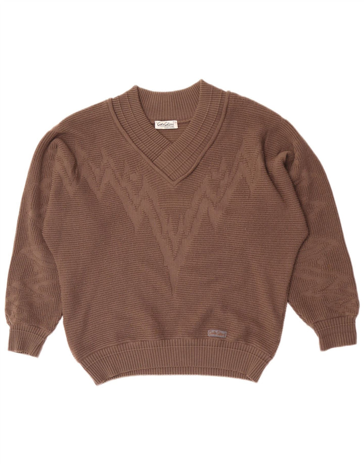 Męski sweter Carlo Colucci z dekoltem w kształcie litery V, XL, brązowy