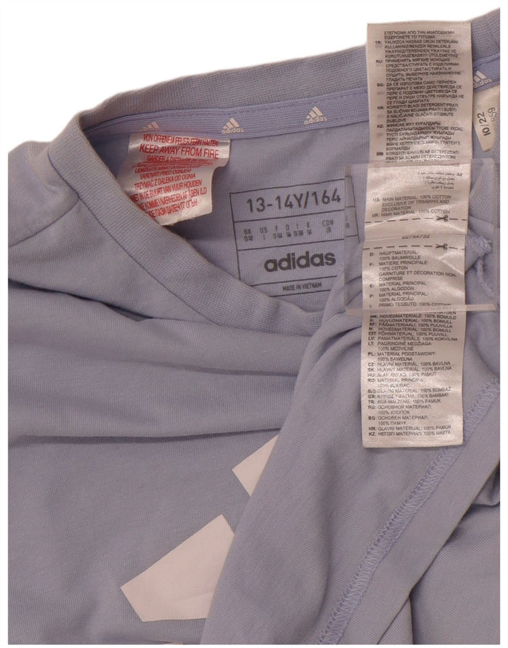 Dziewczęca koszulka z grafiką ADIDAS, 13-14 lat, niebieska bawełna