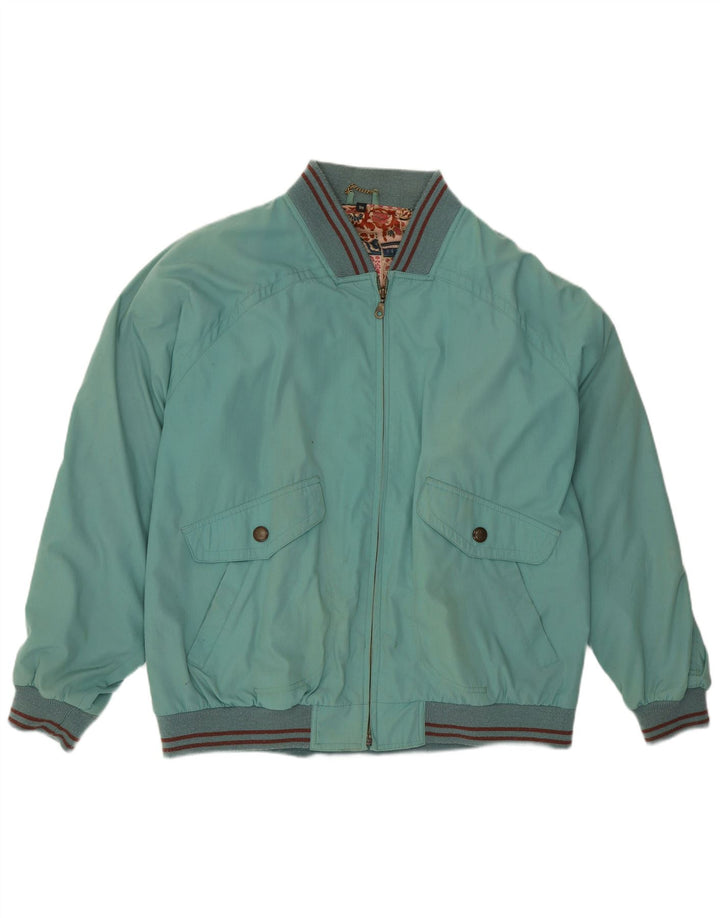 Męska kurtka bomberka w stylu vintage IT 54 2XL z poliestru w niebieskie paski