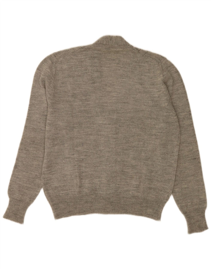 Sweter męski w stylu vintage, średnioszary, nakrapiany