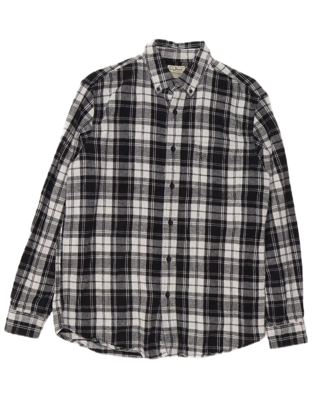 L.L.Bean Męska koszula flanelowa o lekko dopasowanym kroju, w średnią czarną kratę, bawełnianą