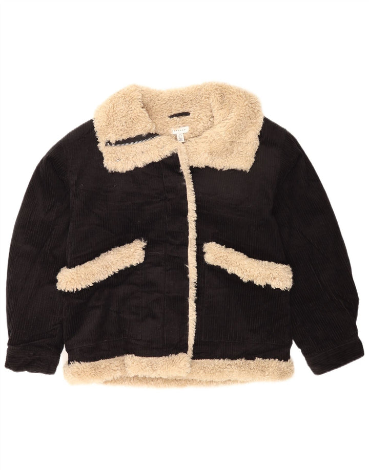 Damska, oversize'owa kurtka sztruksowa Topshop UK 8, mała, czarna, z blokami kolorów