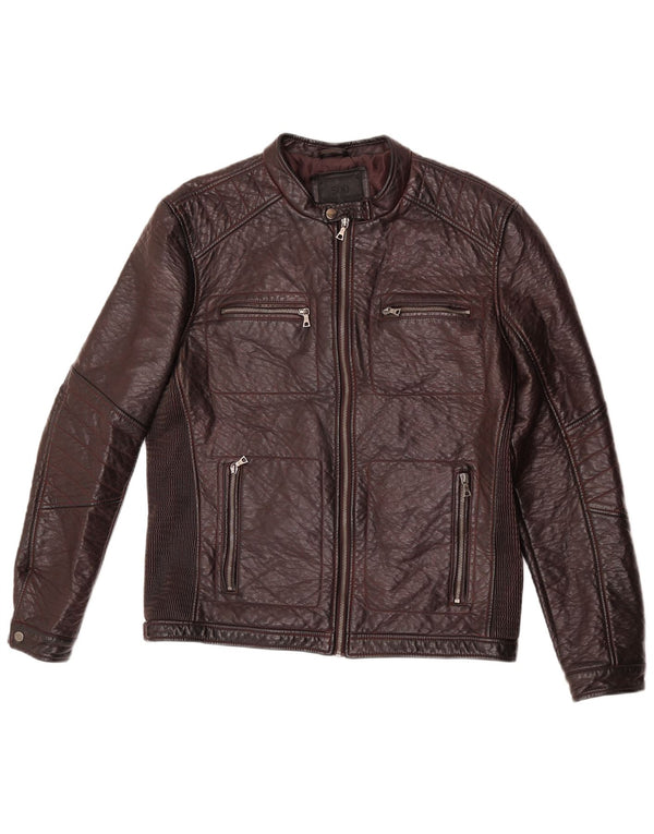 Damska kurtka ze sztucznej skóry Maison Cinqcent UK 18 XL Bordowy poliuretan