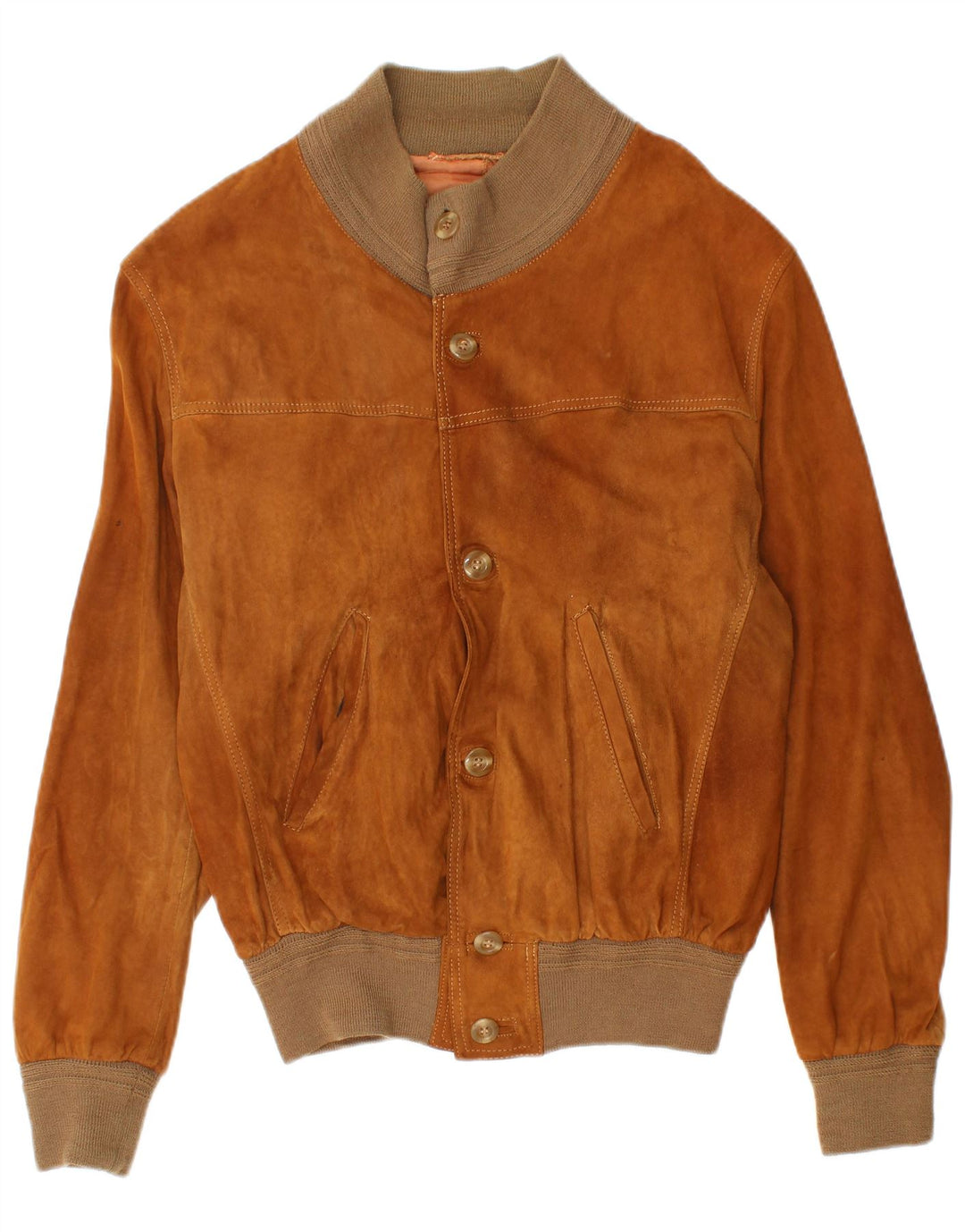 Męska zamszowa kurtka bomber w stylu vintage IT 50, duża brązowa