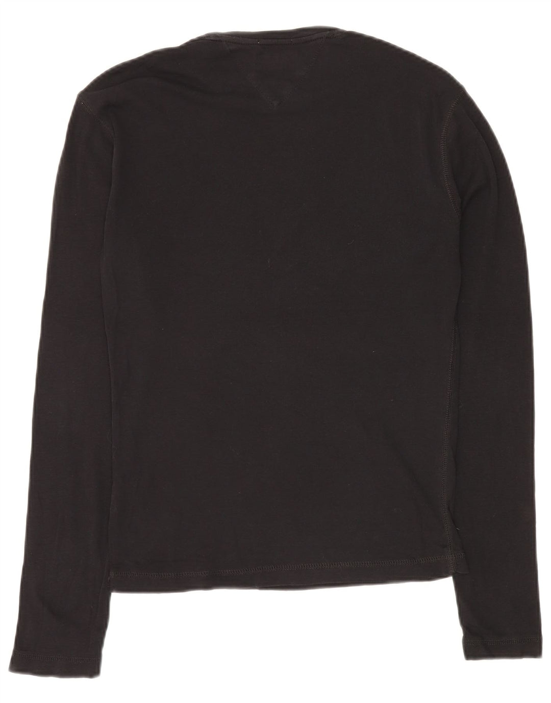 TOMMY HILFIGER Męski top z długim rękawem, mały, czarny, bawełniany