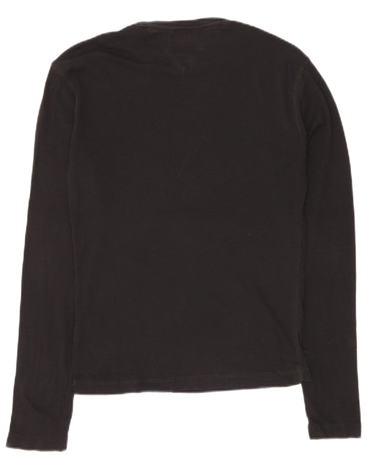 TOMMY HILFIGER Męski top z długim rękawem, mały, czarny, bawełniany