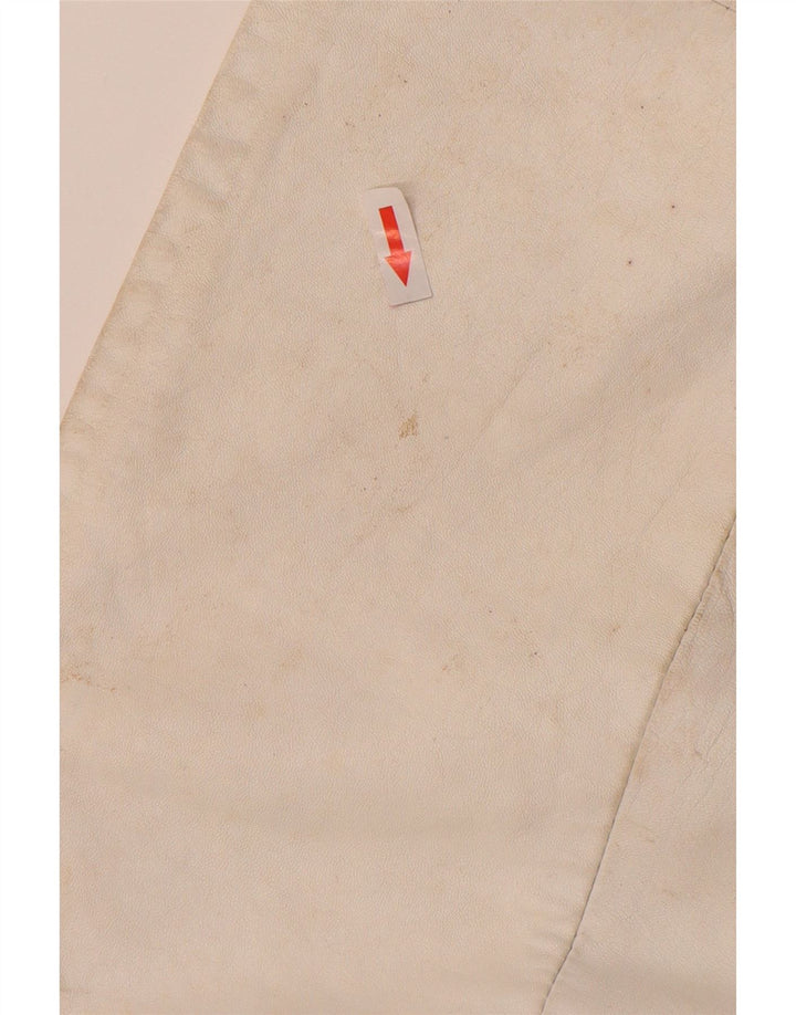 Vintage damski skórzany 2-częściowy zestaw spódnic UK 12 Medium W26 Off White