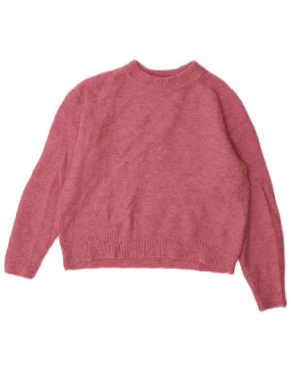 Damski sweter oversize Zara z okrągłym dekoltem UK 10, mały, różowy nylon