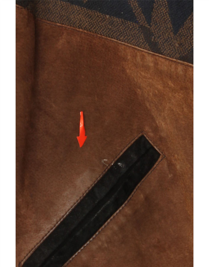 Męska kurtka zamszowa VINTAGE UK 42 XL Brązowa skóra z blokami kolorów