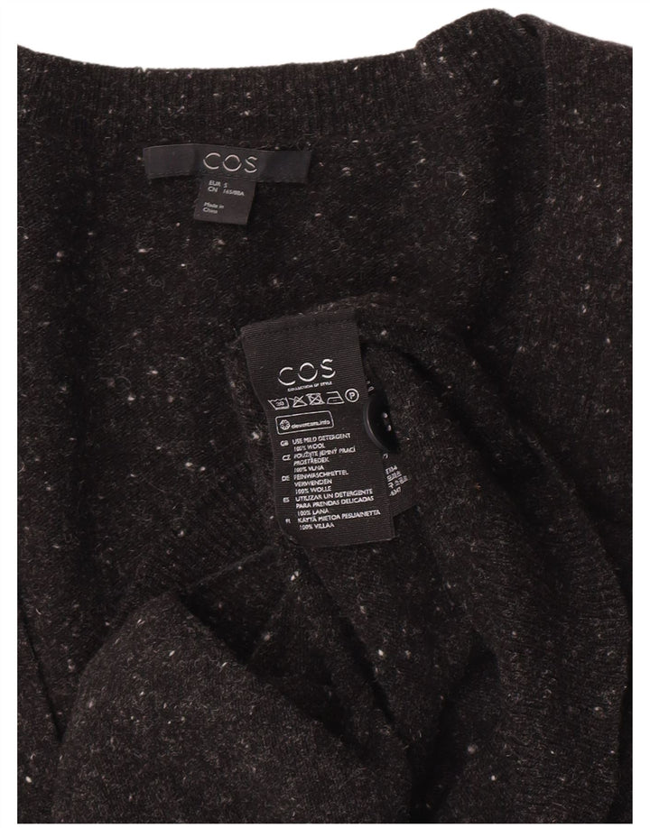 Cos Damski sweter oversize z kardiganem UK 10, mała czarna wełna w cętki