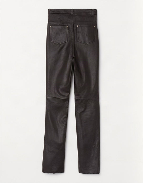 Dakota Womens High Waist Leather Trousers W30 L34 Black