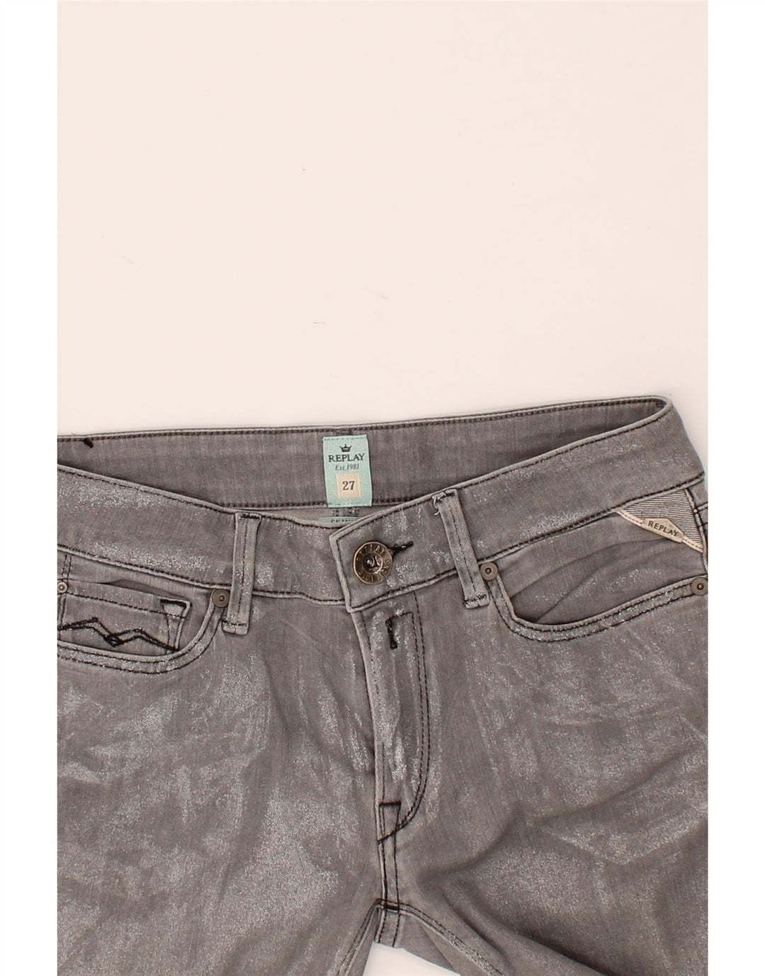 REPLAY Womens Skinny Jeans W27 L34  Grey Vintage Replay and Second-Hand Replay from Messina Hembry 