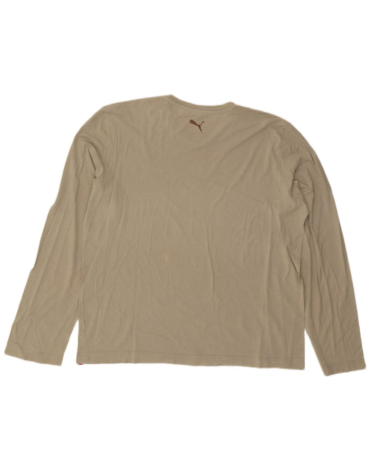 Męski top z grafiką Puma z długim rękawem 2XL, beżowy, bawełniany