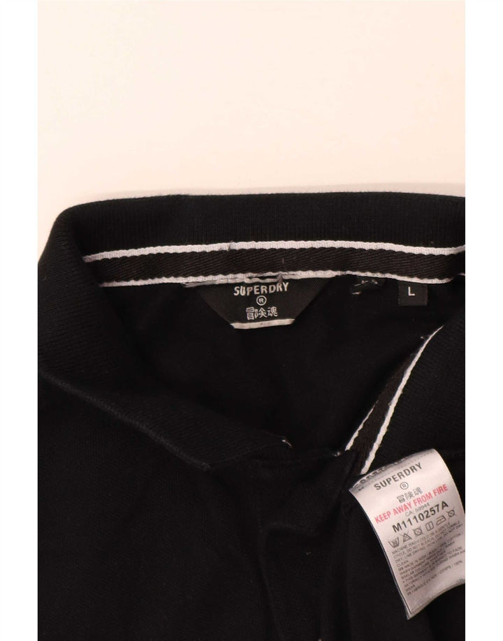 Męska koszulka polo Superdry z grafiką, duża, czarna, bawełniana