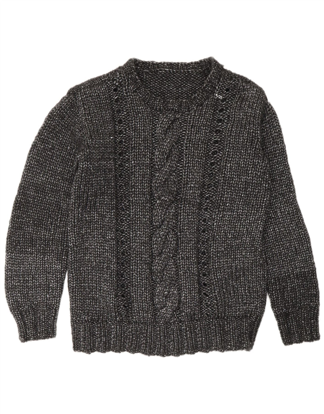 Sweter damski w stylu vintage z okrągłym dekoltem UK 16, duży, szary