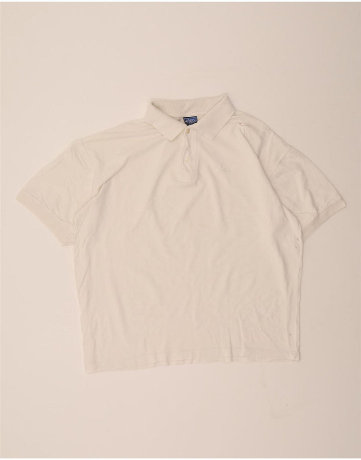 ASICS Mens Polo Shirt 2XL White Cotton Vintage Asics and Second-Hand Asics from Messina Hembry 