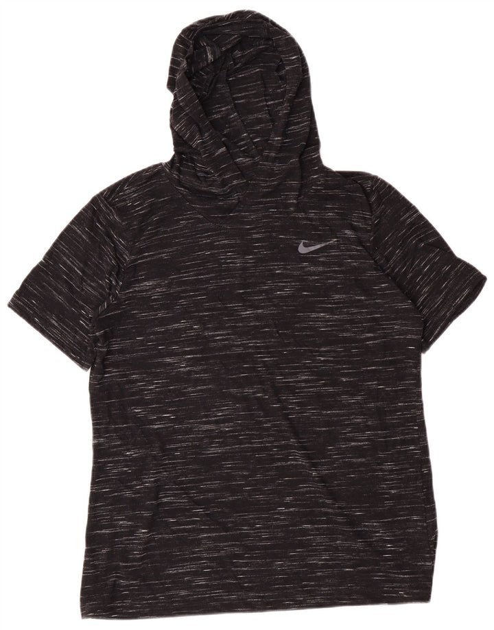 Damski T-shirt z kapturem Nike, UK 14, średni, czarny, nakrapiany poliester