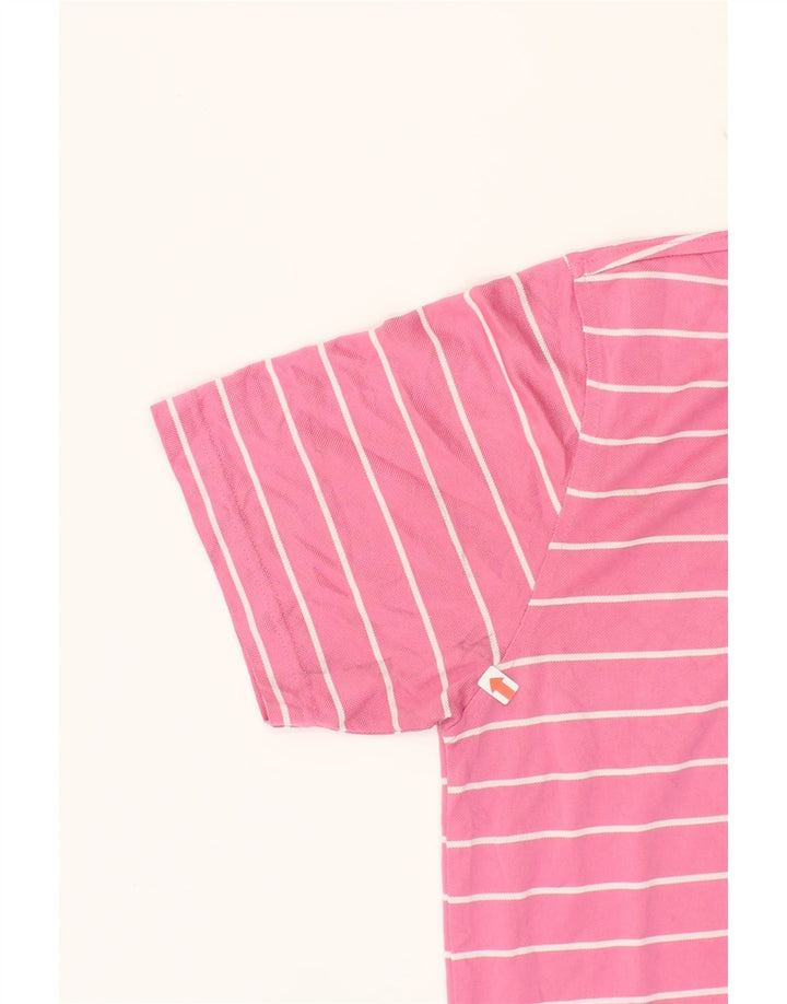 IZOD Mens Polo Shirt Large Pink Striped Polyester Vintage Izod and Second-Hand Izod from Messina Hembry 