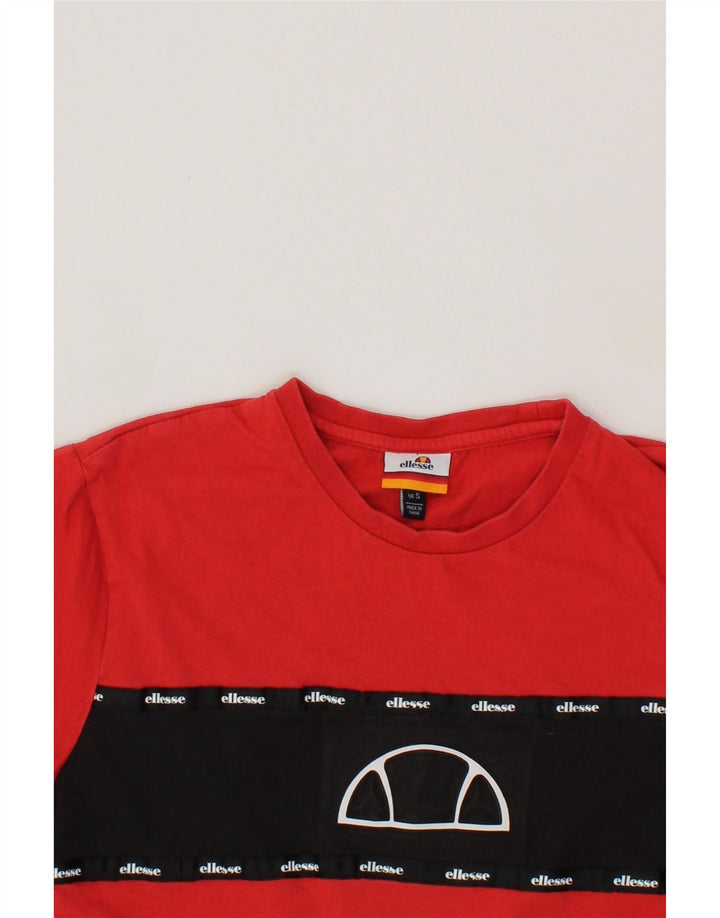 ELLESSE Mens Graphic T-Shirt Top Small Red Colourblock Cotton Vintage Ellesse and Second-Hand Ellesse from Messina Hembry 