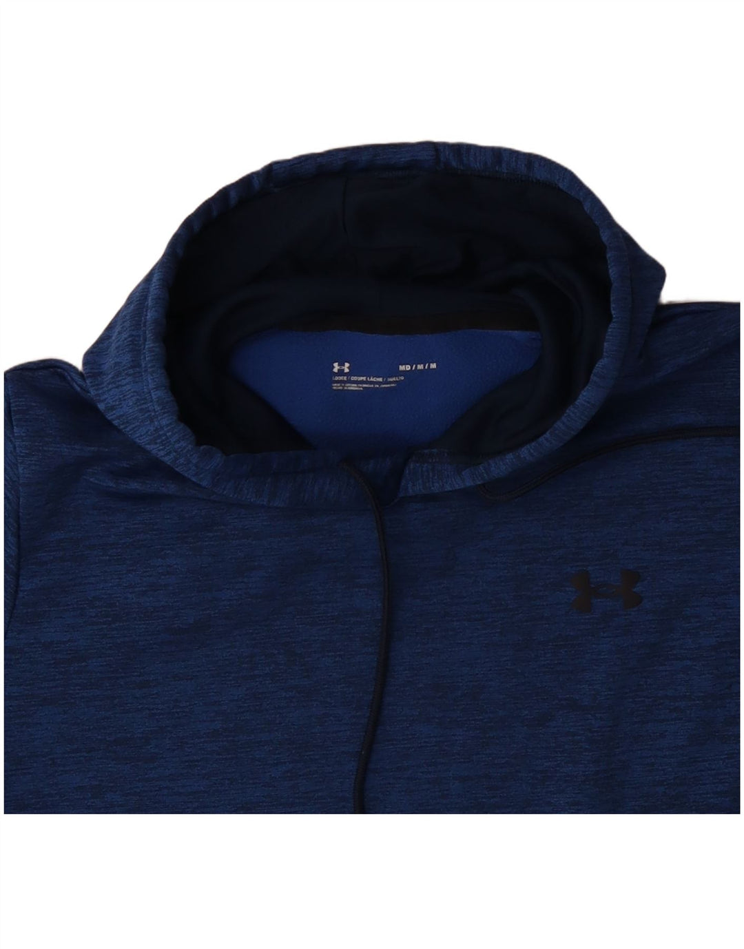 UNDER ARMOUR Męski sweter o luźnym kroju z kapturem, w kolorze średniego niebieskiego, z poliestru w cętki
