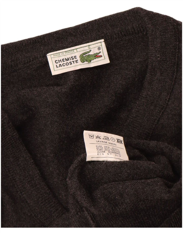 Męski sweter Lacoste z dekoltem w kształcie litery V, rozmiar 6 XL, szara, nowa wełna