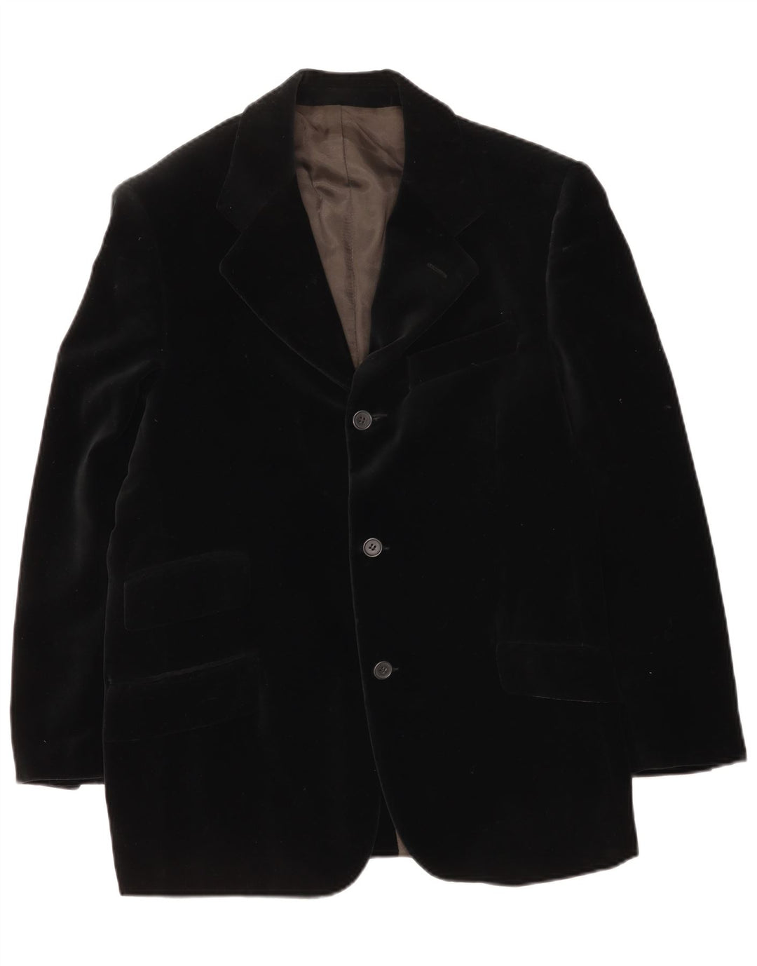 Vintage męska marynarka zapinana na 3 guziki, aksamitna marynarka UK 38, średnia czarna