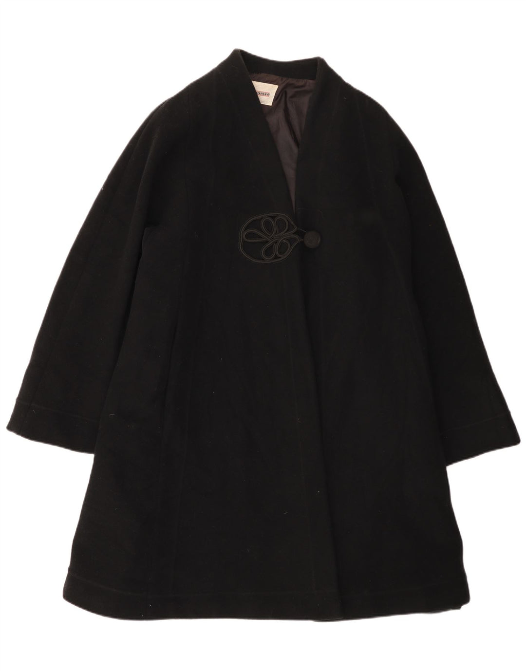 Vintage damski płaszcz oversize UK 12 średniej czarnej wełny