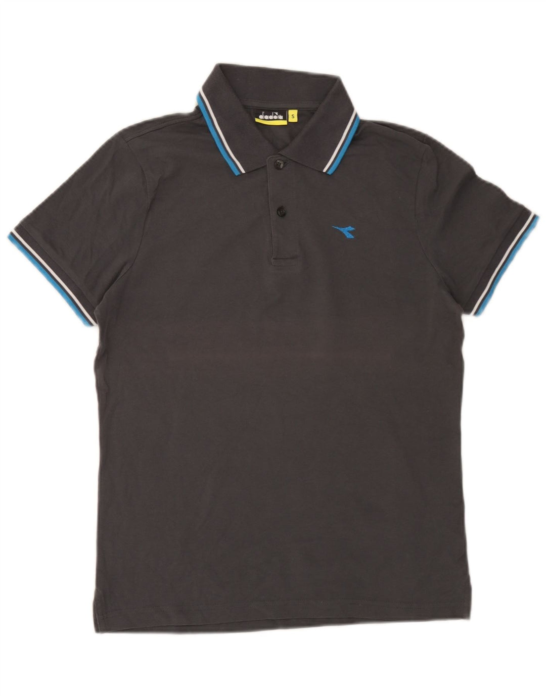 Męska koszulka polo Diadora, mała, szara, bawełniana w paski