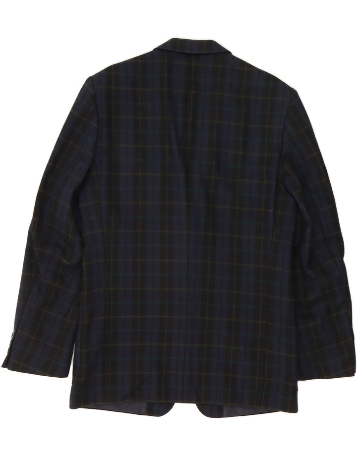 ROY ROBSON Mens 2 Button Blazer Jacket UK 38 Medium Navy Blue Check Wool Vintage Roy Robson and Second-Hand Roy Robson from Messina Hembry 