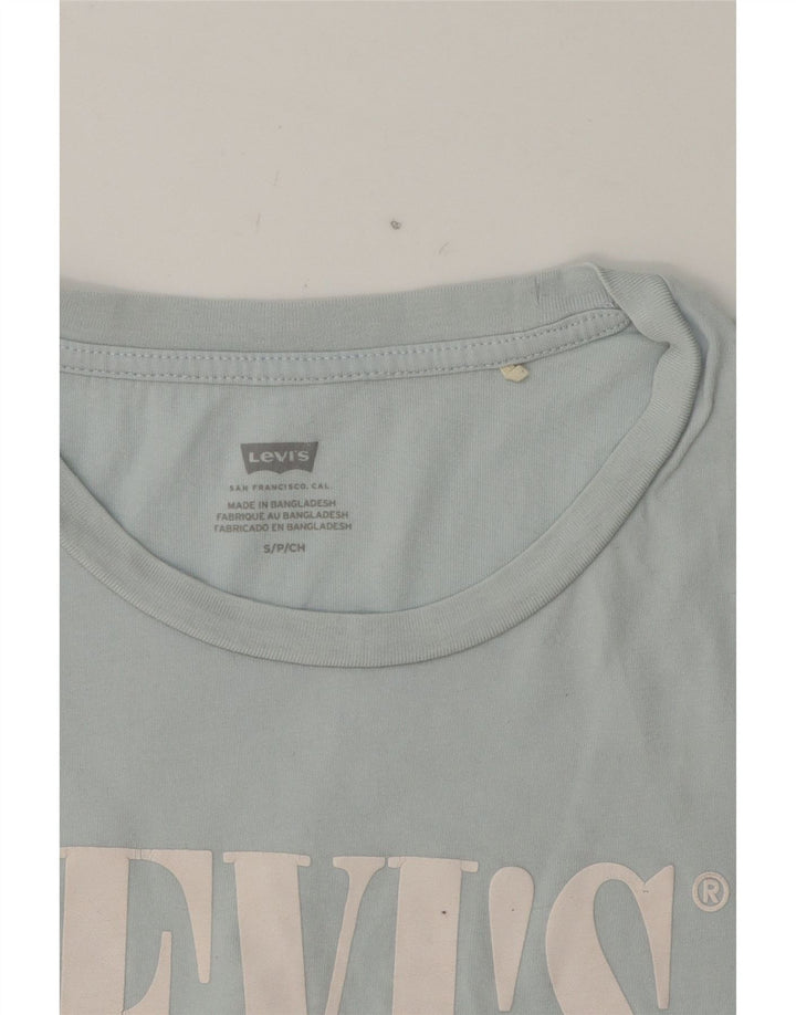 LEVI'S Womens Graphic T-Shirt Top UK 10 Small Blue Vintage Levi's and Second-Hand Levi's from Messina Hembry 
