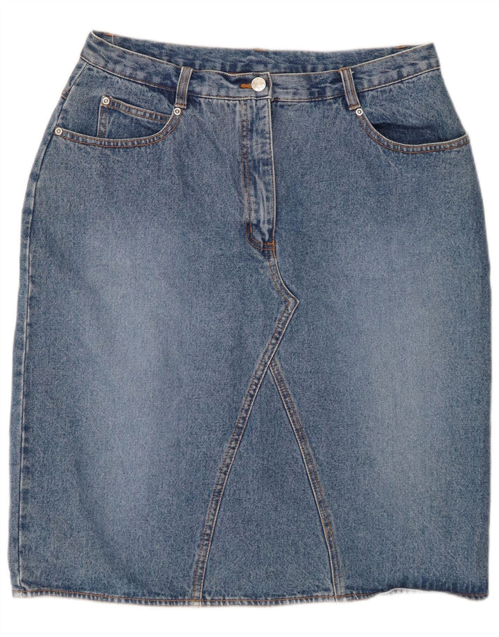 Damska spódnica jeansowa z wysokim stanem VINTAGE UK 18 XL W32 niebieska