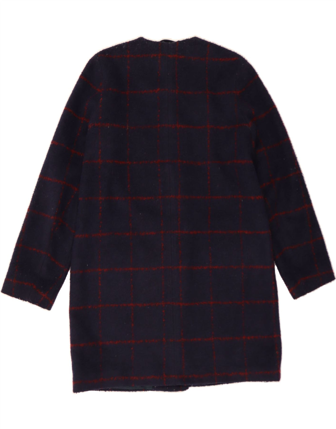ABERCROMBIE & FITCH Womens Overcoat UK 14 Medium Navy Blue Check Polyester Vintage Abercrombie & Fitch and Second-Hand Abercrombie & Fitch from Messina Hembry 