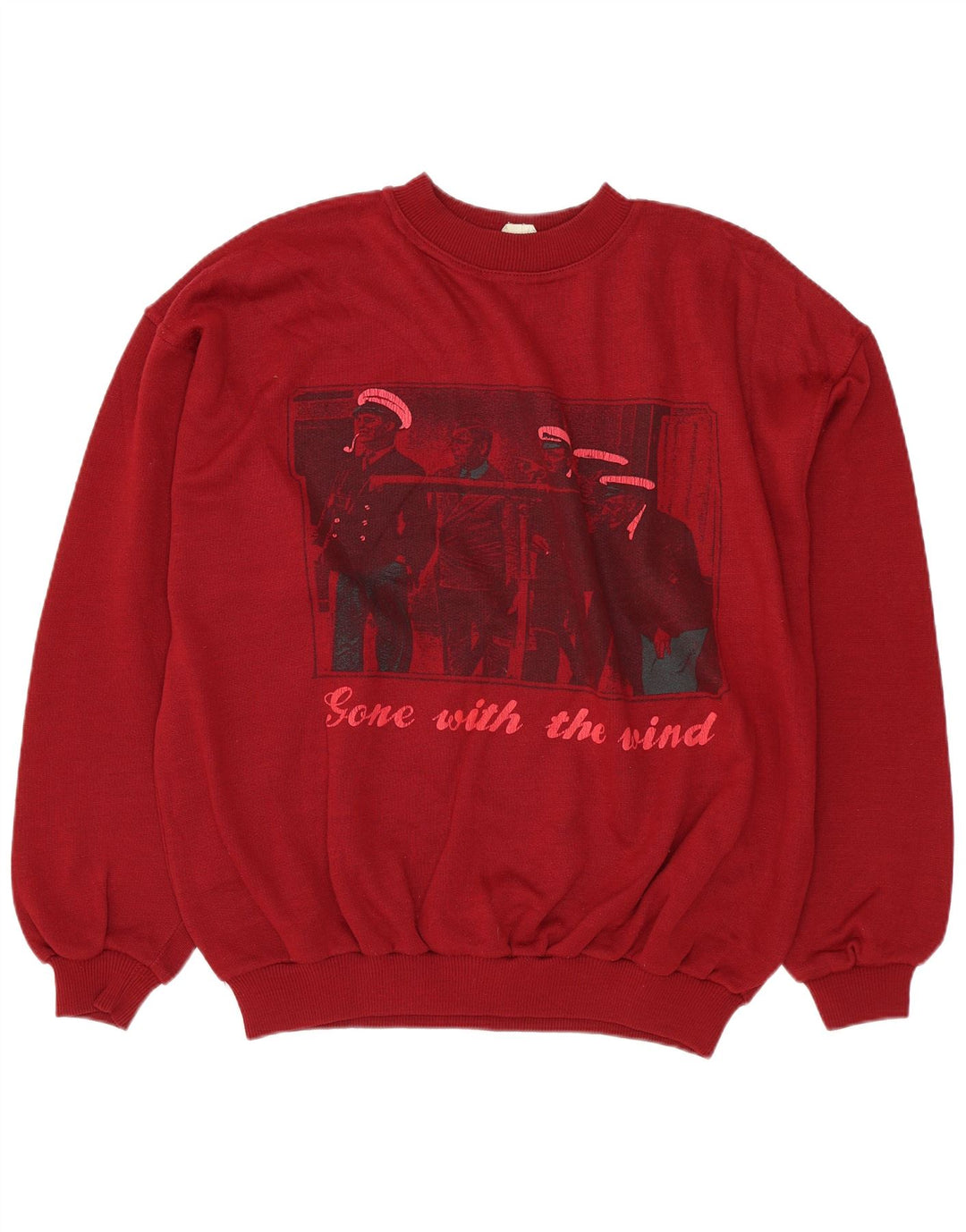 Męska bluza z grafiką w stylu vintage, sweter XL, czerwona bawełna