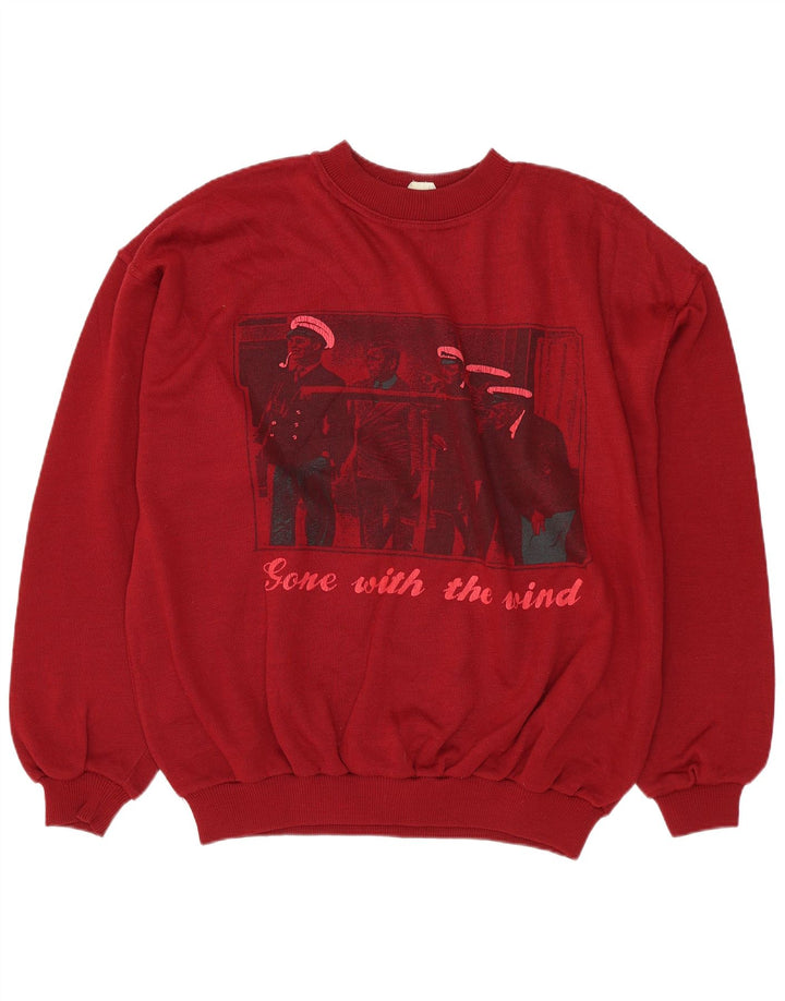 Męska bluza z grafiką w stylu vintage, sweter XL, czerwona bawełna