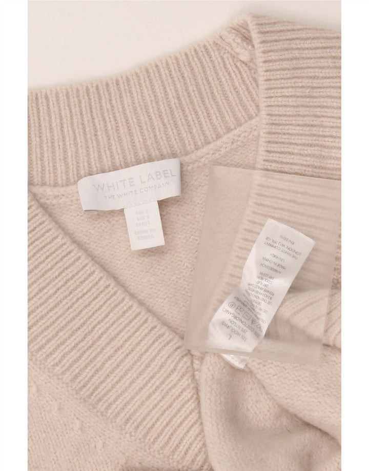 Damski sweter White Stuff z dekoltem w szpic, UK 16, duży, szary, wełniany