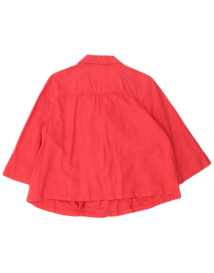 Marks & Spencer Damska marynarka z rękawem 3/4 i zapinanym na 1 guzik, UK 18 XL, czerwona lniana
