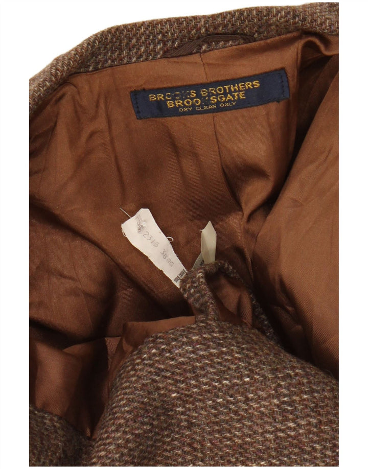 BROOKS BROTHERS Męska marynarka zapinana na 2 guziki i rękaw 3/4, UK 38, średni brąz