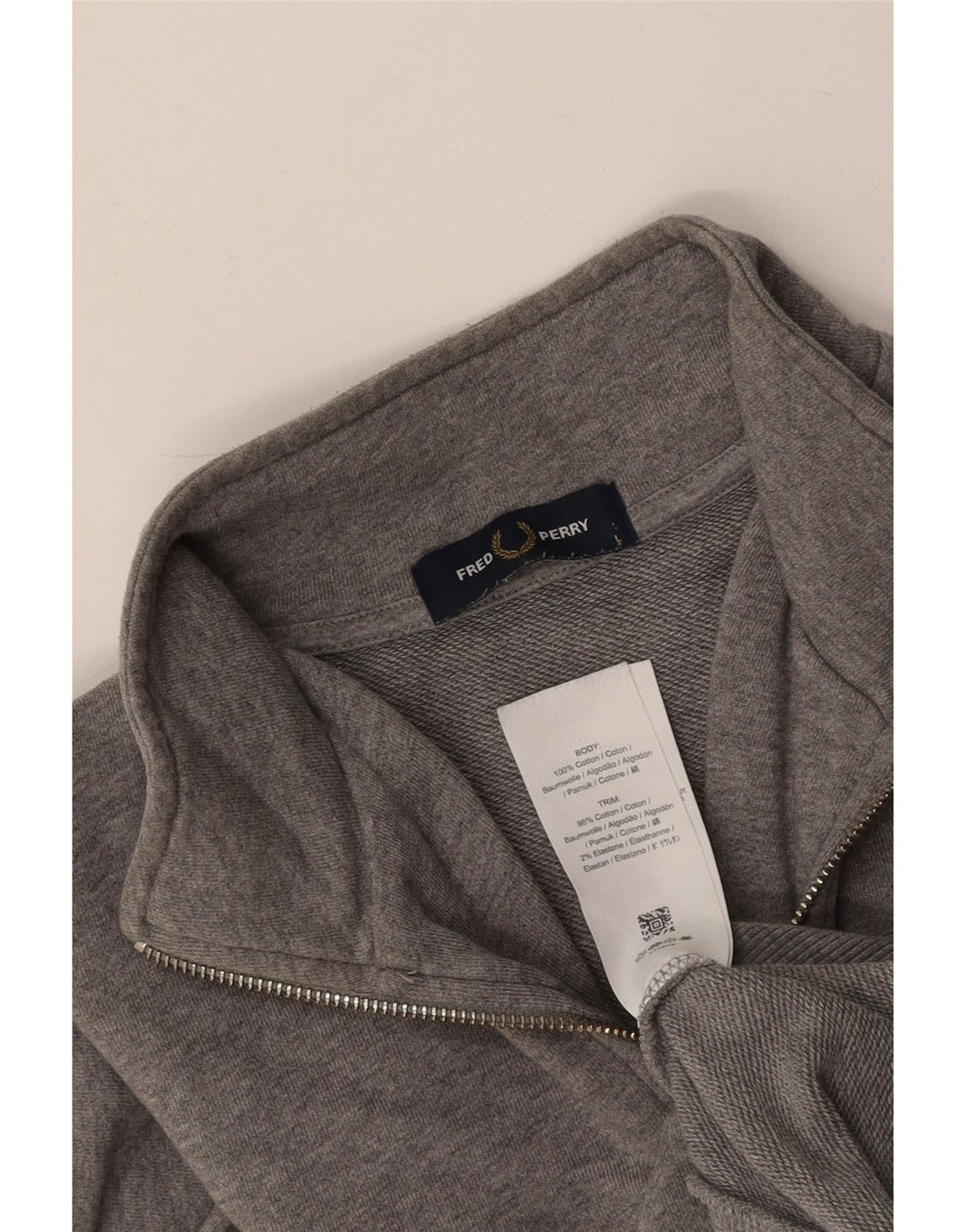 Męski sweter z zamkiem błyskawicznym FRED PERRY, duży, szary, bawełniany