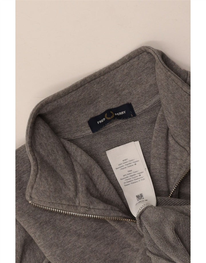 Męski sweter z zamkiem błyskawicznym FRED PERRY, duży, szary, bawełniany