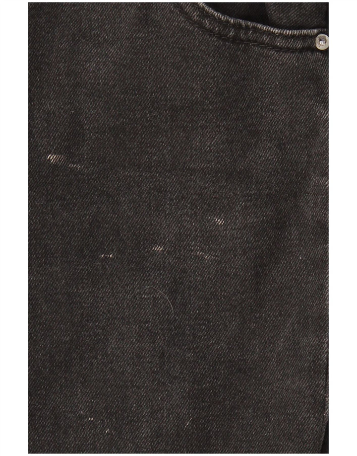 ZARA Womens Trafaluc Crop Wide Leg Jeans EU 36 XS W30 L23 Black Cotton