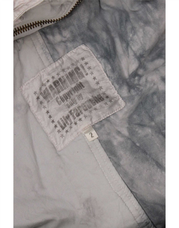 Damska kurtka narciarska Lily Farouche z kapturem, oversize US 2 XS, szara, geometryczna