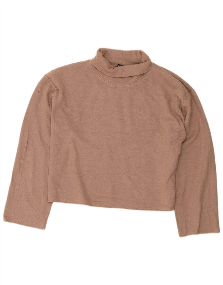 Damski top oversize Zara z długim rękawem, UK 14, średni beż, bawełna