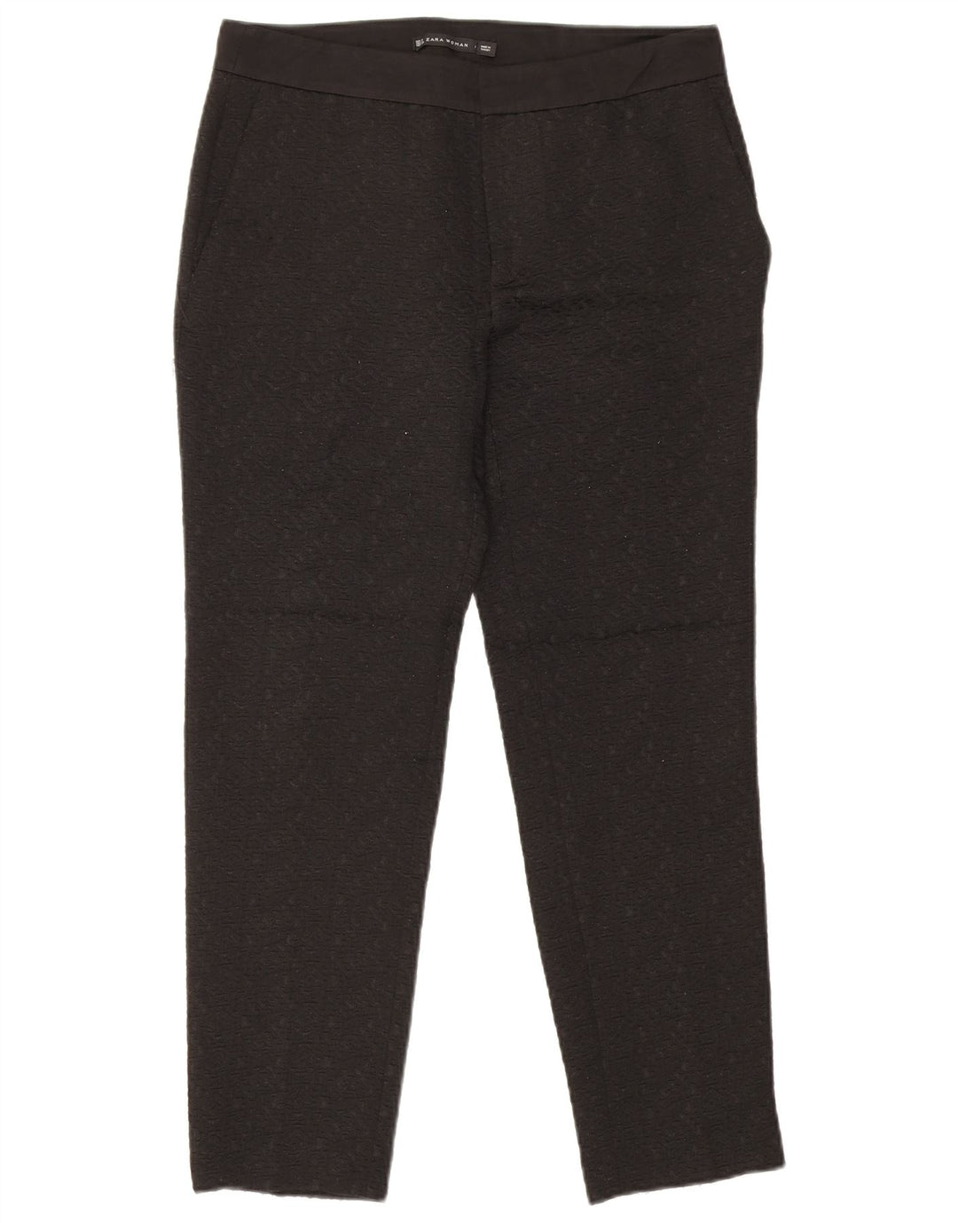 Spodnie damskie Zara Slim Chino, średnie W28 L27, czarne, geometryczne, poliester