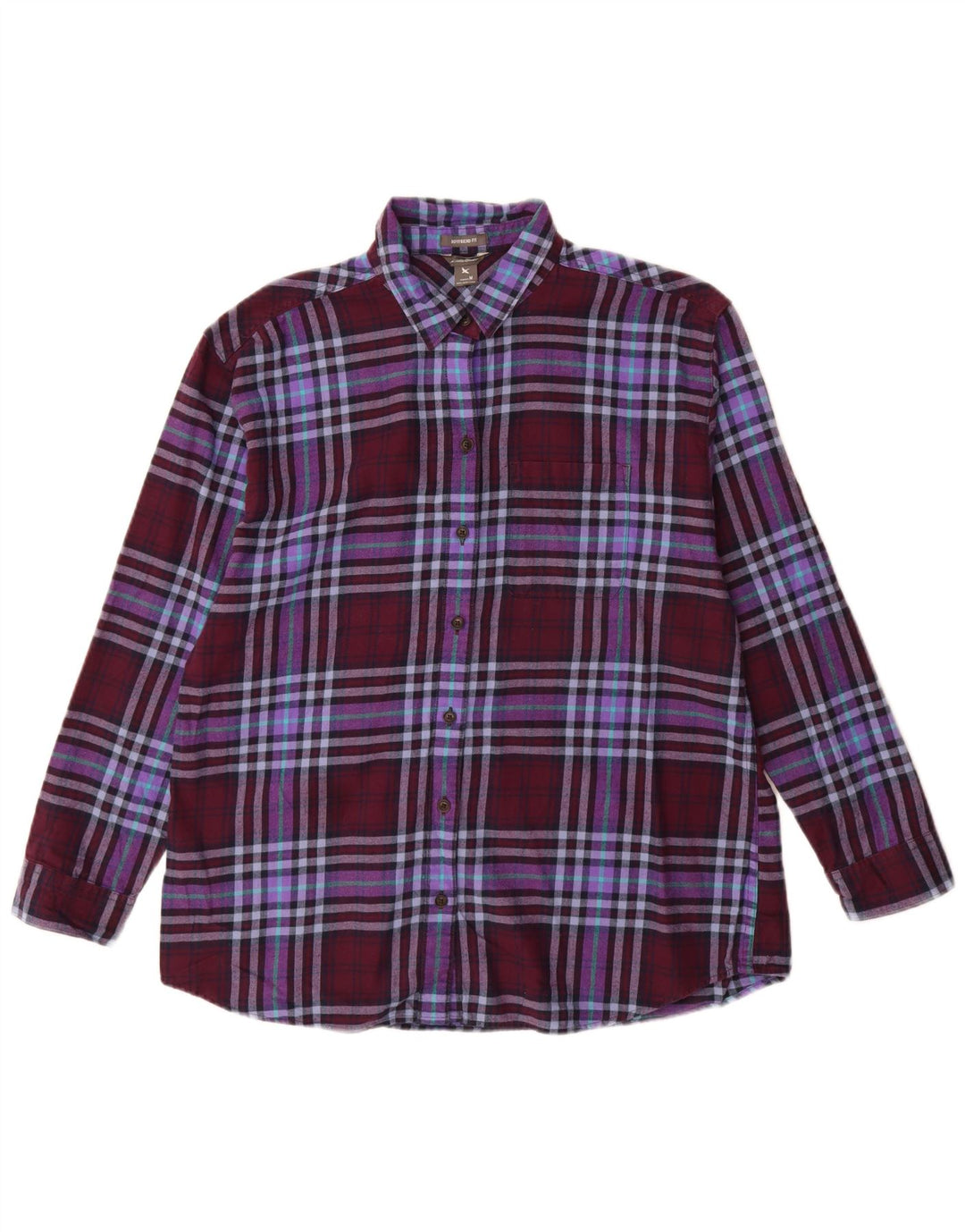 EDDIE BAUER Damska koszula flanelowa typu Boyfriend Fit UK 14 w średnią bordową kratkę